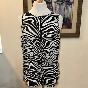 Michael Kors Bold Zebra Print Sleeveless Top Size Small